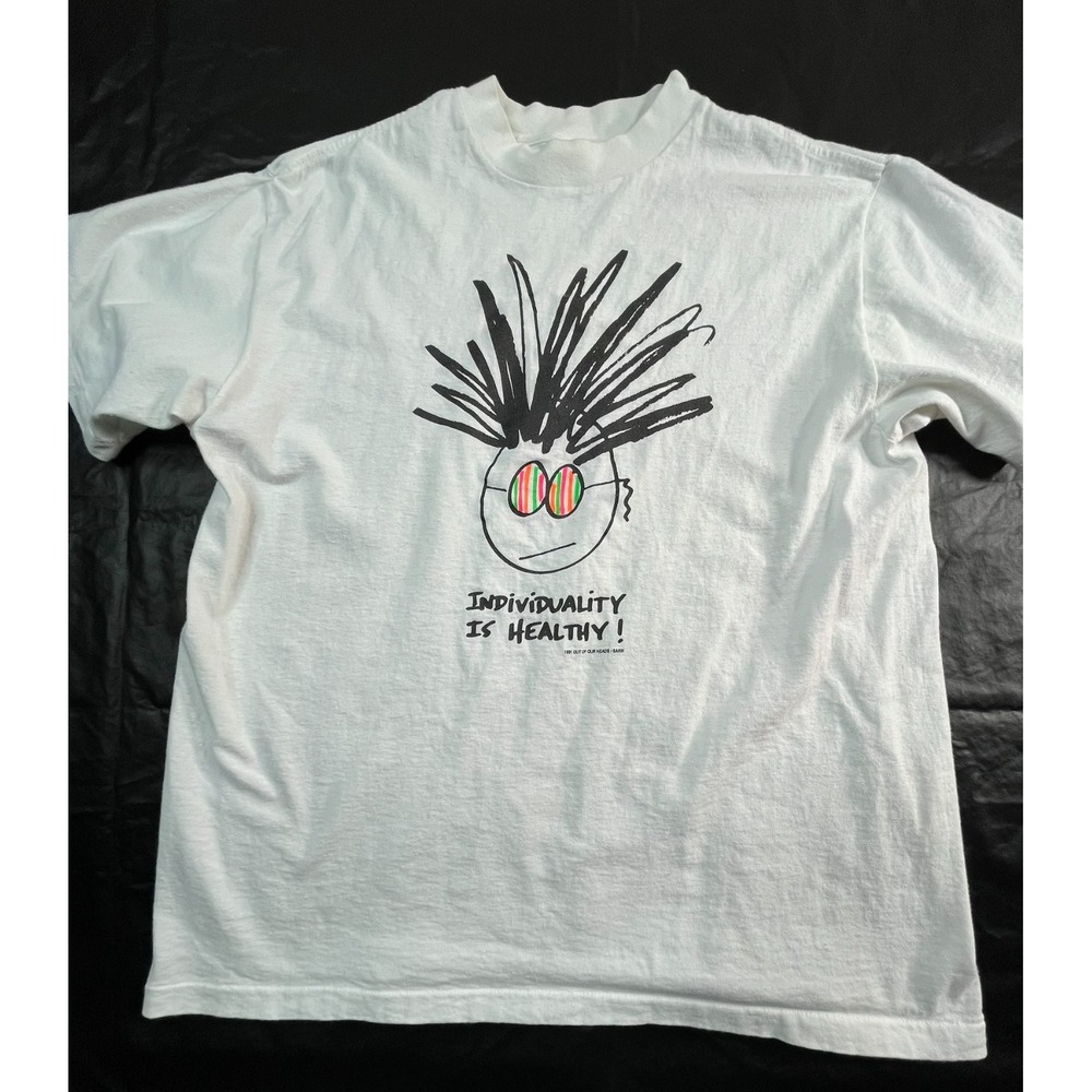 VTG Out of Our Heads Sarix Mens L Shirt Single Stitch Individuality is Healthy‎